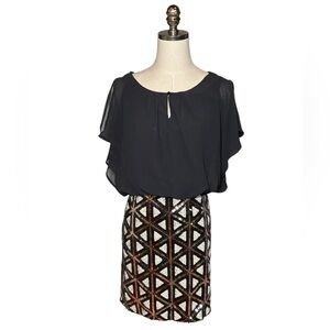 Skies Are Blue Sequined Party Cocktail Black Dress XS